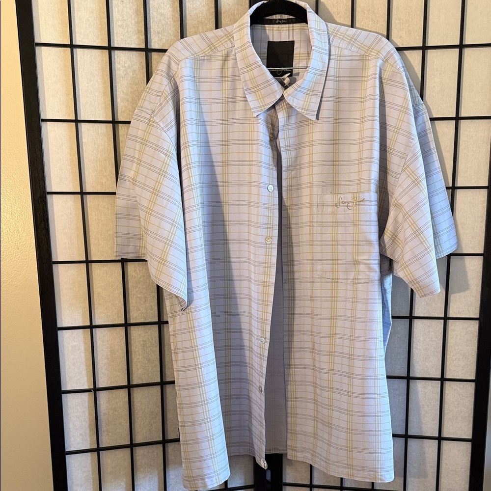 Sean John Plaid Shirt in White and Yellow